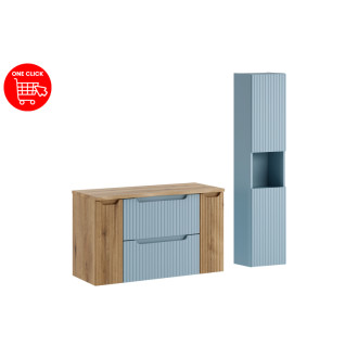 Comad SET-NOD B NAT OAK 100CM S HC Kúpeľňová zostava 100 cm s doskou a vysokou skrinkou