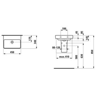 Umývadlo Laufen Pro S 45x34 cm bez otvoru pre batériu H8159610001091
