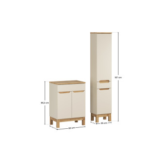 Comad SET-BAC B WOTAN 60CM HC Kúpeľňová zostava 60 cm s doskou a vysokou skrinkou