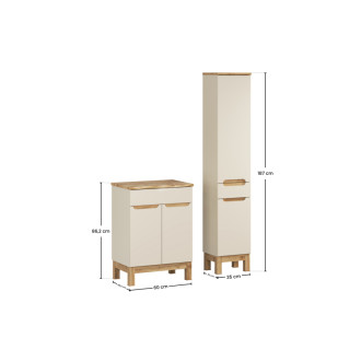 Comad SET-BAC B NAT WOTAN 60CM HC Kúpeľňová zostava 60 cm s doskou a vysokou skrinkou