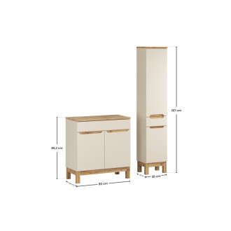 Comad SET-BAC B WOTAN 80CM HC Kúpeľňová zostava 80 cm s doskou a vysokou skrinkou