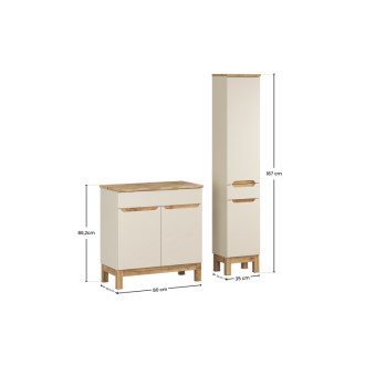 Comad SET-BAC B NAT WOTAN 80CM HC Kúpeľňová zostava 80 cm s doskou a vysokou skrinkou