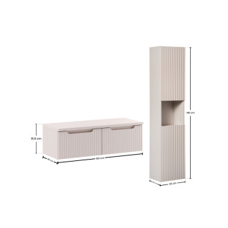 Comad SET-NOC B CASHMERE 100CM 1S HC Kúpeľňová zostava 100 cm s doskou a vysokou skrinkou