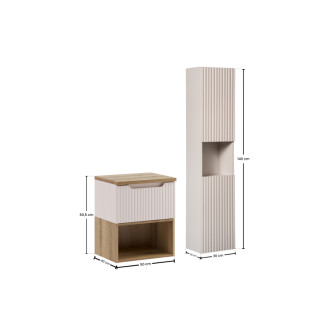 Comad SET-NOC B OAK 50CM 1S LR HC Kúpeľňová zostava 50 cm s doskou a vysokou skrinkou