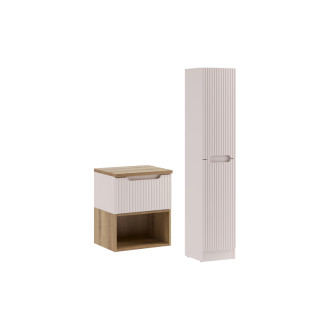 Comad SET-NOC B OAK 50CM 1S LR HCLB Kúpeľňová zostava 50 cm s doskou a vysokou skrinkou