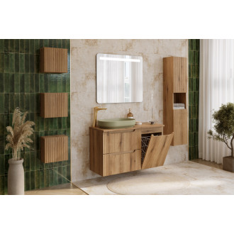 Comad SET-NOCE B OAK S 90CM LB Kúpeľňová zostava 90 cm so skrinkou s košom na bielizeň