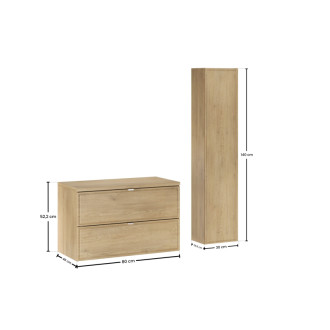 Comad SET-TEC B CREMONA 80CM HC Kúpeľňová zostava 80 cm s doskou a vysokou skrinkou