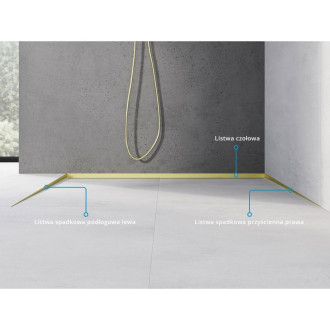 Spádová lišta Mexen Line-B 120 cm ľavá, kartáčovaná zlatá - 185501120L