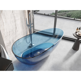 Voľne stojaca vaňa Mexen Glass denim, priehľadná, 170 x 85 cm, chrómová zátka - 58061708507