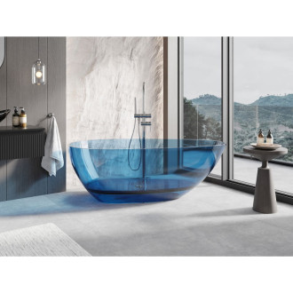 Voľne stojaca vaňa Mexen Glass denim, priehľadná, 170 x 85 cm, chrómová zátka - 58061708507