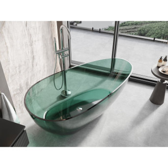 Voľne stojaca priehľadná vaňa Mexen Glass v tyrkysovej farbe 170 x 85 cm, chrómovaná zátka - 58061708511