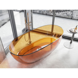 Voľne stojaca vaňa Mexen Pure rust priehľadná 170 x 80 cm, chrómová zátka - 58071708006