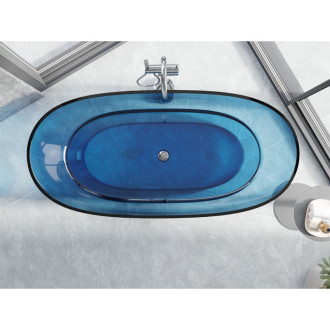 Voľne stojaca vaňa Mexen Pure denim priehľadná 170 x 80 cm, chrómová zátka - 58071708007