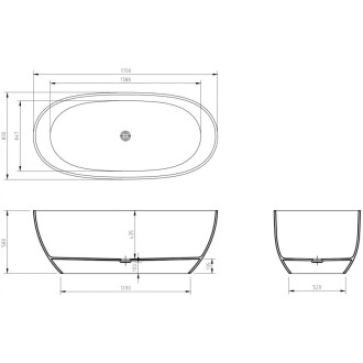 Voľne stojaca vaňa Mexen Pure clear 170 x 80 cm, chrómová zátka - 58071708008