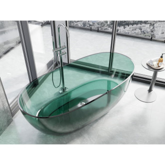 Voľne stojaca priehľadná vaňa Mexen Pure teal 170 x 80 cm, chrómová zátka - 58071708011