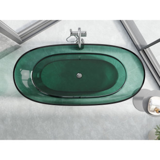 Voľne stojaca priehľadná vaňa Mexen Pure teal 170 x 80 cm, chrómová zátka - 58071708011