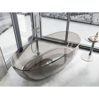 Voľne stojaca priehľadná vaňa Mexen Pure bronza 170 x 80 cm, chrómová zátka - 58071708018