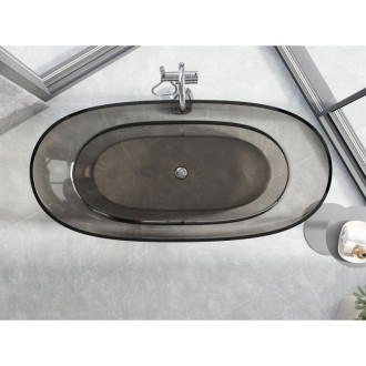 Voľne stojaca priehľadná vaňa Mexen Pure bronza 170 x 80 cm, chrómová zátka - 58071708018