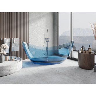 Voľne stojaca priehľadná vaňa Mexen Vea denim 180 x 80 cm, chrómová zátka - 58091808007
