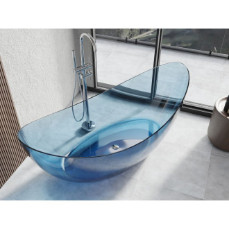 Voľne stojaca priehľadná vaňa Mexen Vea denim 180 x 80 cm, chrómová zátka - 58091808007