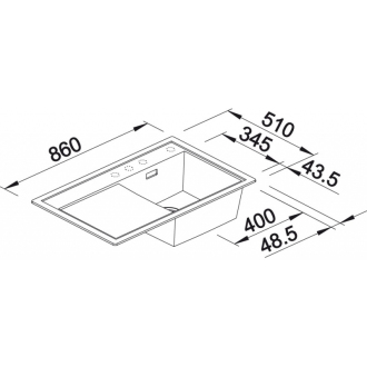 Blanco ZENAR 45S 523713 drez s odkvapom, drez vpravo biela drez vstavaný