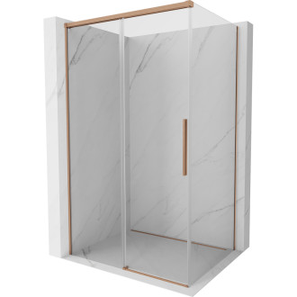 Posuvný sprchovací kút Mexen Rox 140 x 110 cm, priehľadný, kartáčovaná meď - 8C2-140-110-65-00