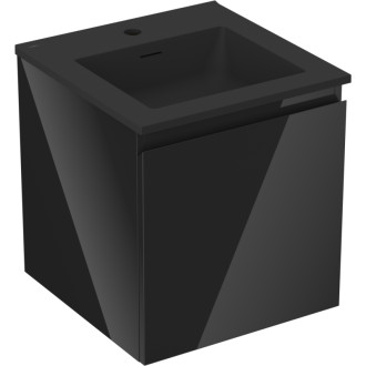 Kúpeľňová skrinka Mexen Orio 45 cm s umývadlom Otis, 1 zásuvka, lesklá čierna/matná čierna - 91A10-04547-1-BF70-W18M71