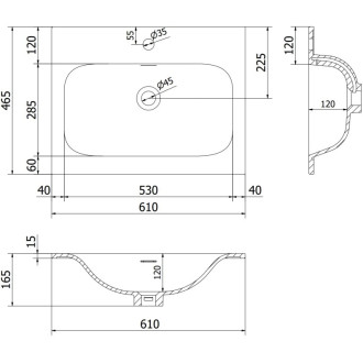 Koupelnová skříňka Mexen Orio 60 cm s umyvadlem Vela, 1 zásuvka, lesklá černá/matná černá - 91A10-06047-1-BF70-W23M71