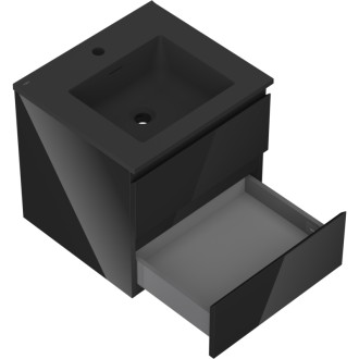 Koupelnová skříňka Mexen Orio 50 cm s umyvadlem Otis, 2 zásuvky, lesklá černá/matná černá - 91A10-05047-2-BFF70-W18M71