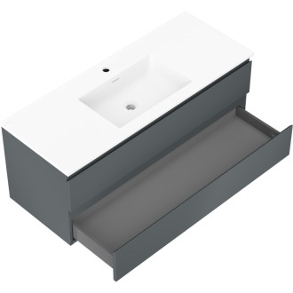Koupelnová skříňka Mexen Orio 120 cm s umyvadlem Otis, 2 zásuvky, matný grafit/matná bílá - 91A10-12047-2-BFF66-W18M01
