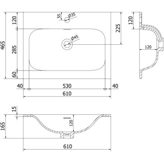 Koupelnová skříňka Mexen Orio 60 cm s umyvadlem Vela, 2 zásuvky, lesklá černá/matná černá - 91A10-06047-2-BFF70-W23M71