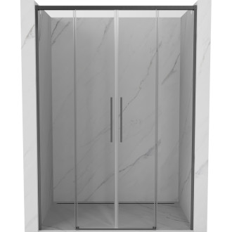 Posuvné sprchové dvere Mexen Rox 140 cm, priehľadné, kartáčovaná pištoľovo sivá - 8C2-140-002-66-00