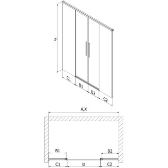 Posuvné sprchové dveře Mexen Rox 140 cm, průhledné, kartáčovaná pistolově šedá - 8C2-140-002-66-00