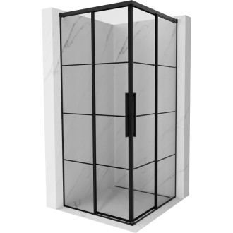 Mexen Rox Duo posuvný sprchový kout 75 x 75 cm, černý rošt, černá - 8C2D-075-075-70-77