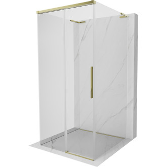 Mexen Rox-3S L trojstenný posuvný sprchovací kút 90 x 90 cm, priehľadný, zlatý - 8C2L-090-090-50-00-3S