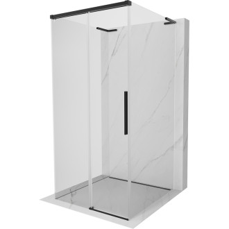 Mexen Rox-3S L trojstenný posuvný sprchovací kút 100 x 100 cm, priehľadný, čierny - 8C2L-100-100-70-00-3S