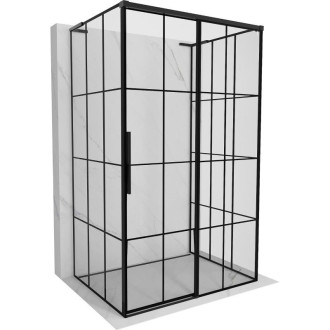 Mexen Rox-3S L trojstenný posuvný sprchovací kút pravý 115 x 85 cm, čierny rošt, čierna - 8C2L-115-085-70-77-3S-P