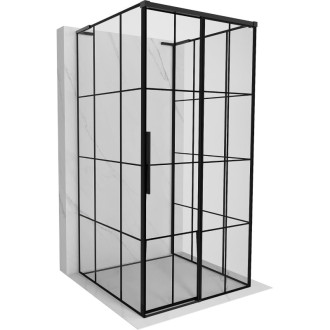 Mexen Rox-3S L trojstenný posuvný sprchovací kút pravý 90 x 90 cm, čierny rošt, čierna - 8C2L-090-090-70-77-3S-P