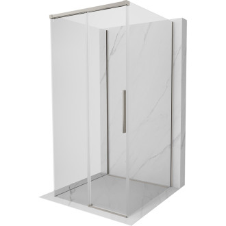 Mexen Rox-3S trojstenný posuvný sprchovací kút 95 x 95 cm, priehľadný, kartáčovaný nikel - 8C2-095-095-97-00-3S