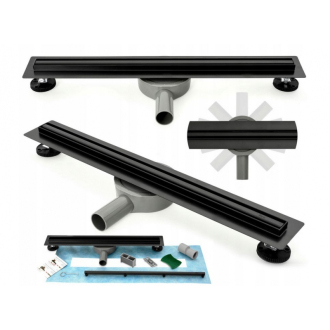 Rea Odtokový žľab + sifón + nohy + tesniaca manžeta Neo Slim Pro-1000 Black REA-G8904