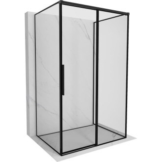 Mexen Rox-3S trojstenný posuvný sprchovací kút pravý 130 x 95 cm, čierny rám, čierna - 8C2-130-095-70-70-3S-P