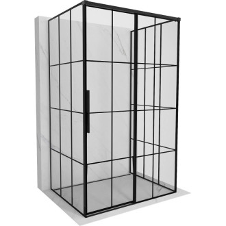 Mexen Rox-3S 3stenný posuvný sprchovací kút pravý 145 x 95 cm, čierny rošt, čierna - 8C2-145-095-70-77-3S-P