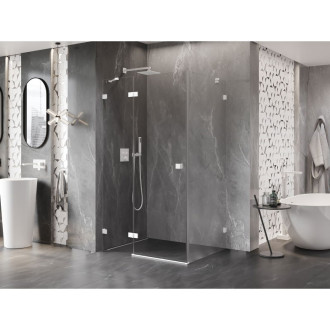 Sprchovací kút Mexen Lunar s ľavým výklopným uchytením 80 x 90 cm, priehľadný, biely - 834-080-090-20-00-L