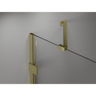 Sprchovací kút Mexen Lunar s ľavým výklopným uchytením 70 x 90 cm, priehľadný, kartáčované zlato - 834-070-090-55-00-L