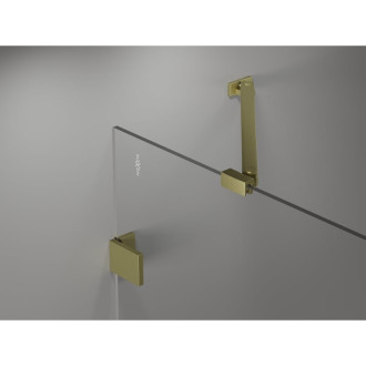 Sprchovací kút Mexen Lunar s ľavým výklopným uchytením 70 x 90 cm, priehľadný, kartáčované zlato - 834-070-090-55-00-L