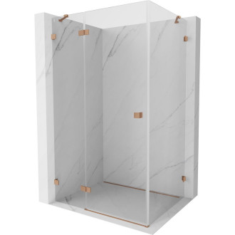 Sprchovací kút Mexen Lunar s ľavým výklopným uchytením 80 x 90 cm, priehľadný, kartáčovaná meď - 834-080-090-65-00-L