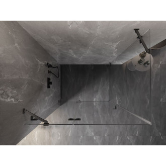 Sprchovací kút Mexen Lunar ľavý výklopný 75 x 90 cm, priehľadný, kartáčovaná pištoľ gray - 834-075-090-66-00-L