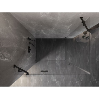Sprchovací kút Mexen Lunar s ľavým výklopným uchytením 75 x 90 cm, priehľadný, čierny - 834-075-090-70-00-L