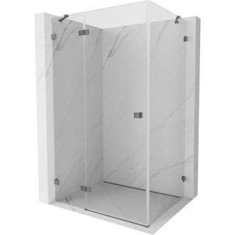 Sprchovací kút Mexen Lunar s ľavým výklopným uchytením 85 x 90 cm, priehľadný, strieborná metalíza - 834-085-090-95-00-L