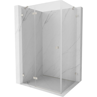 Sprchovací kút Mexen Lunar s ľavým výklopným uchytením 75 x 80 cm, priehľadný, kartáčovaný nikel - 834-075-080-97-00-L